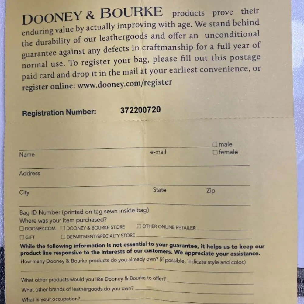 Dooney and Bourke Kiley Hobo Shoulder Bag With Authentic Registration Card NWOT